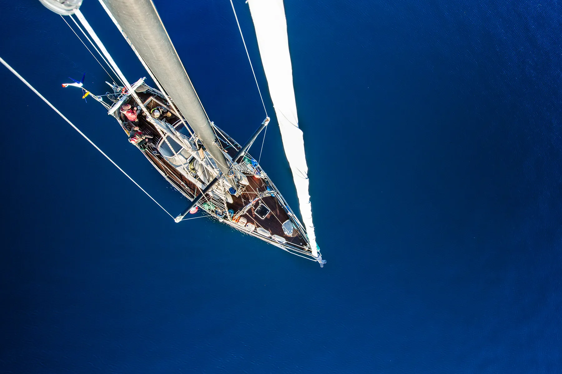 From above shot of sailboat From above shot of sailboat