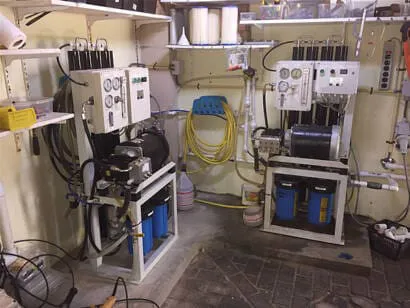 Multi-Unit Watermaker System for Resort Applications Multiple ECHOTec land-based desalination systems in commercial utility room